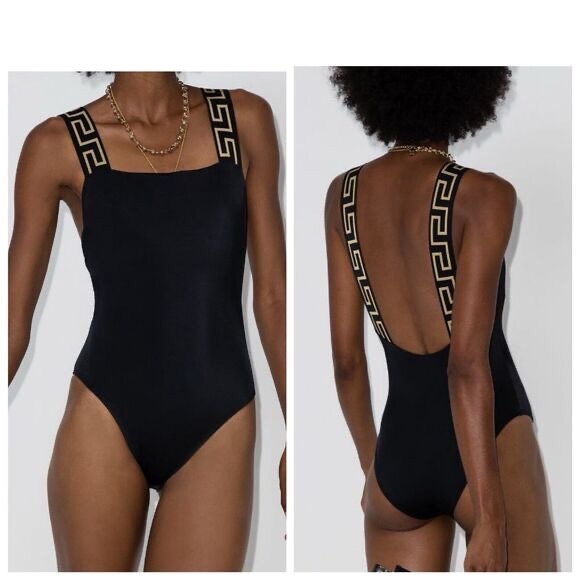 Versace Size 2/ S Greca Border Black Gold One Piece Swimsuit NWT $425 - Picture 4 of 12